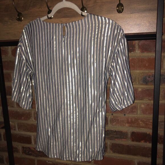 Eva Franco Marin Short Sleeve Striped Blouse - Sz 0 - Picture 10 of 15